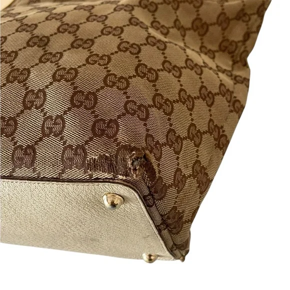 GUCCI GG Canvas Tote Bag Beige Gold - Picture 7 of 13